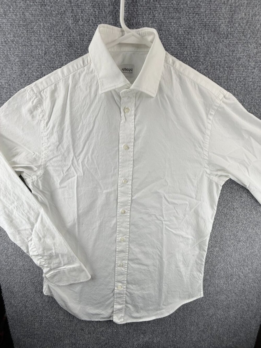 Armani Collezioni Cotton 15.75 White Solid Shirt Long Sleeve Pocket Button Up